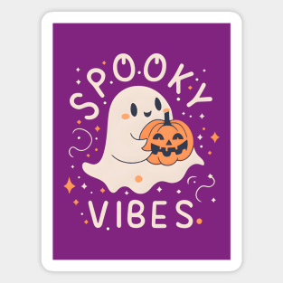 Spooky Vibes Cute Ghost with Pumpkin Magnet